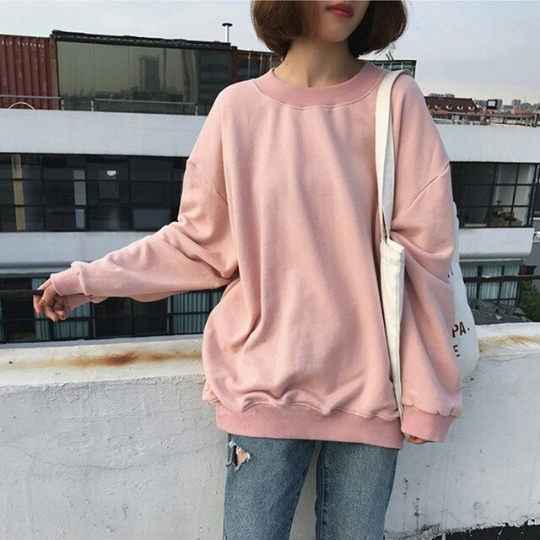 Solid Color Basic O Neck Sweater