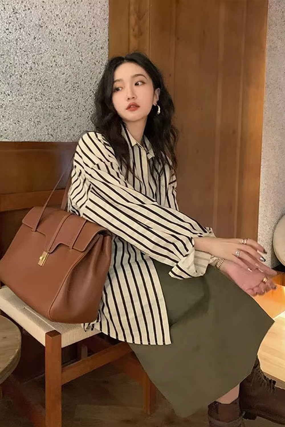 Long Sleeve Elegant Striped Classic Blouse Shirt