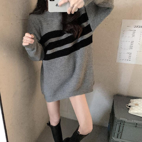 Stripe Design Casual Sweater