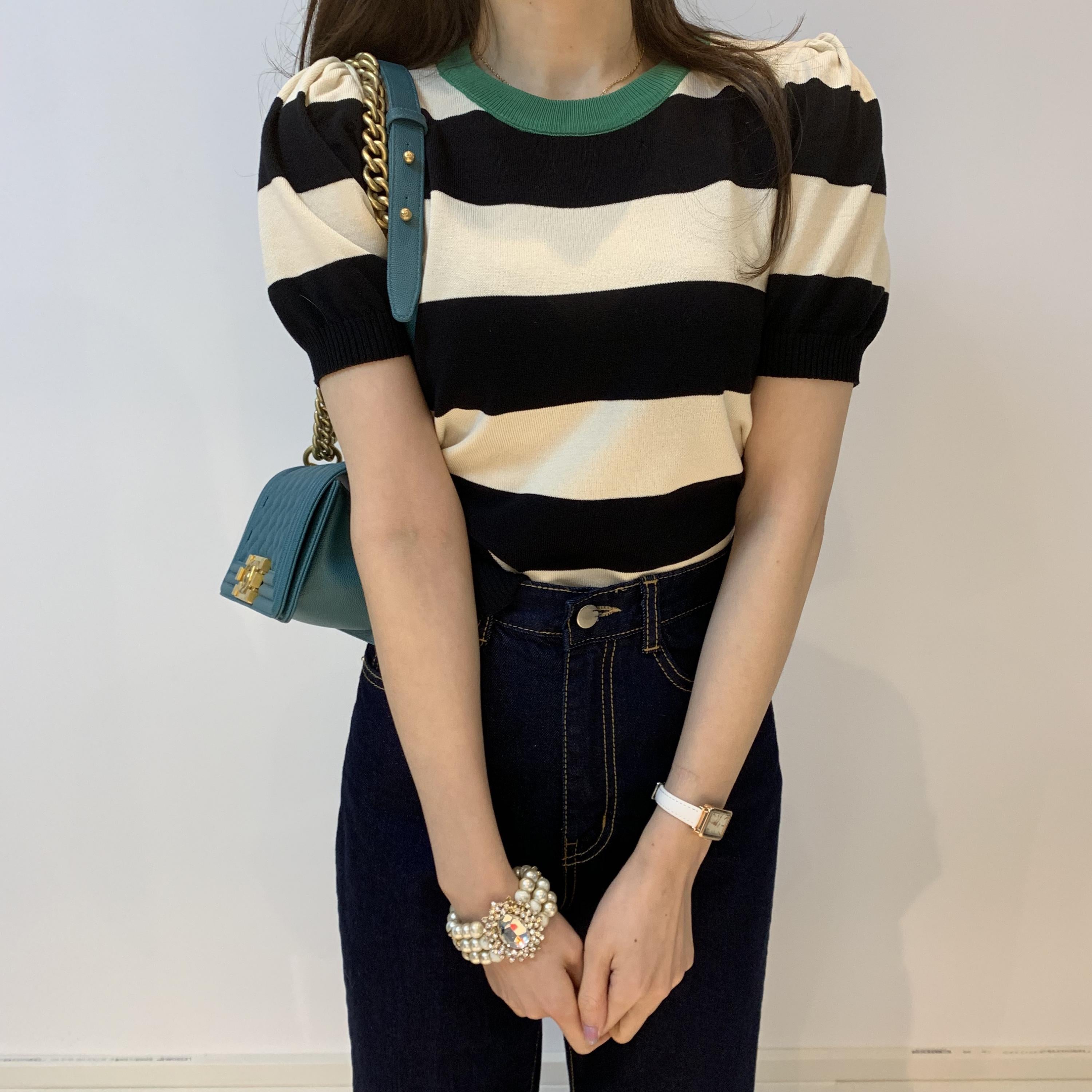 O-Neck Casual Striped Short Sleeve Shirt