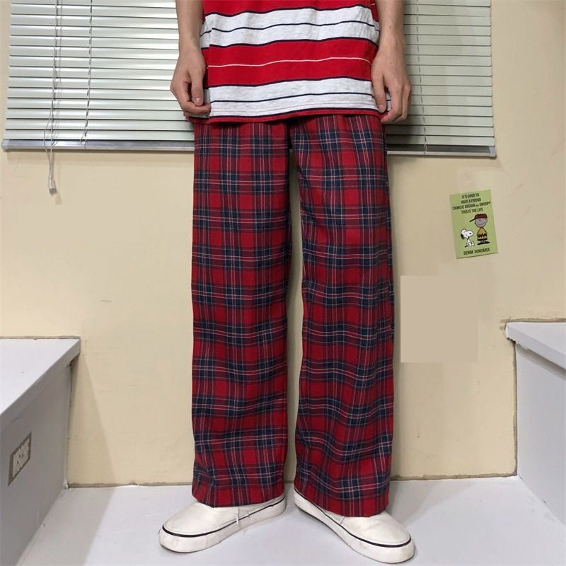 Loose Classic Red Plaid Pants