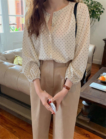 Elegant Dot Pattern Office Blouse Shirt
