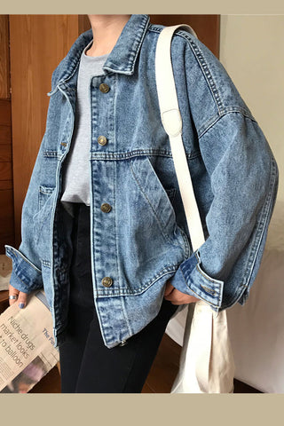 Vintage College Style Einfache Jacke Jeans