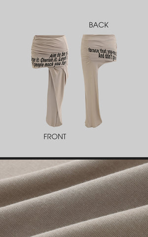 Asymmetrical Text Print Skirt