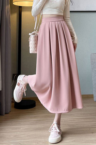 High Waist A-Line Long Pleated Skirts