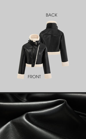Faux Shearling Leather Jacket