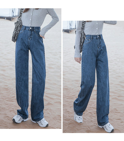 High Waist Casual Colors Loose Long Jeans Pants