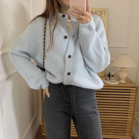 Long Sleeve Button Knitted Cardigan Sweater