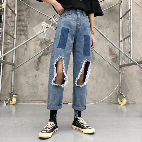 Hip Hop zerrissene sexy lange Jeanshose