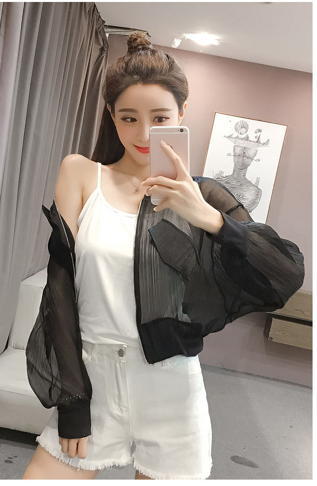 Loose Transparent Lurex Thin Basic Jacket