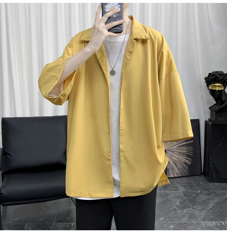Short Sleeve Loose Casual Men Shirt