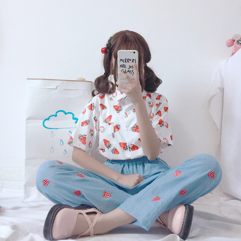 Strawberry Print Vintage Shirt