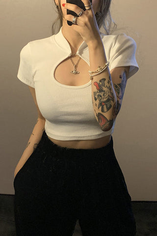Camisa corta sexy estilo chino retro 