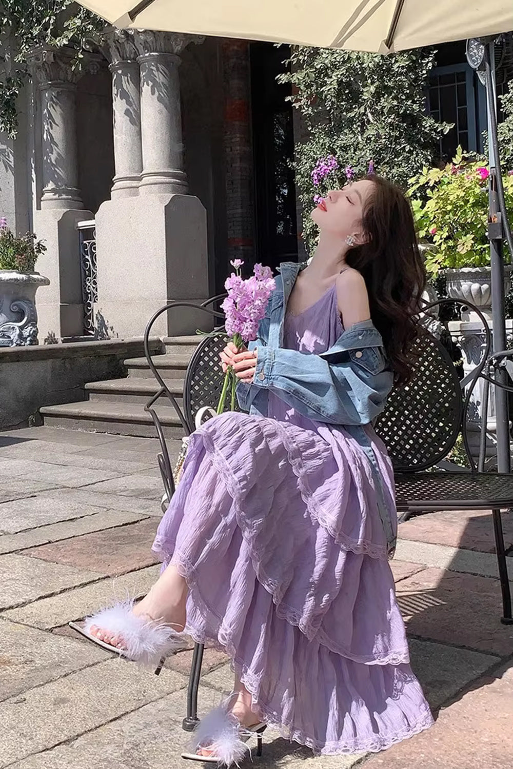 Vintage Elegant Lace Ruffled Style Long Dress