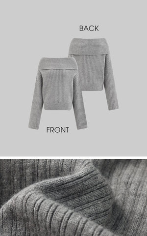 Off-Shoulder Knit Sweater and Shorts Set