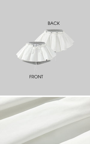 Layered Mini Skirt with Contrast Drawstring Waist and Sporty Cotton Shorts