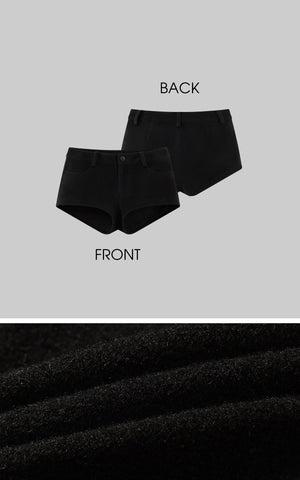 Wool-Like Low-Waist Mini Shorts
