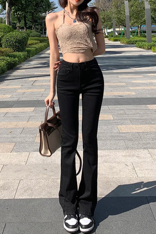 High Waist Flare Slim Jeans Pants