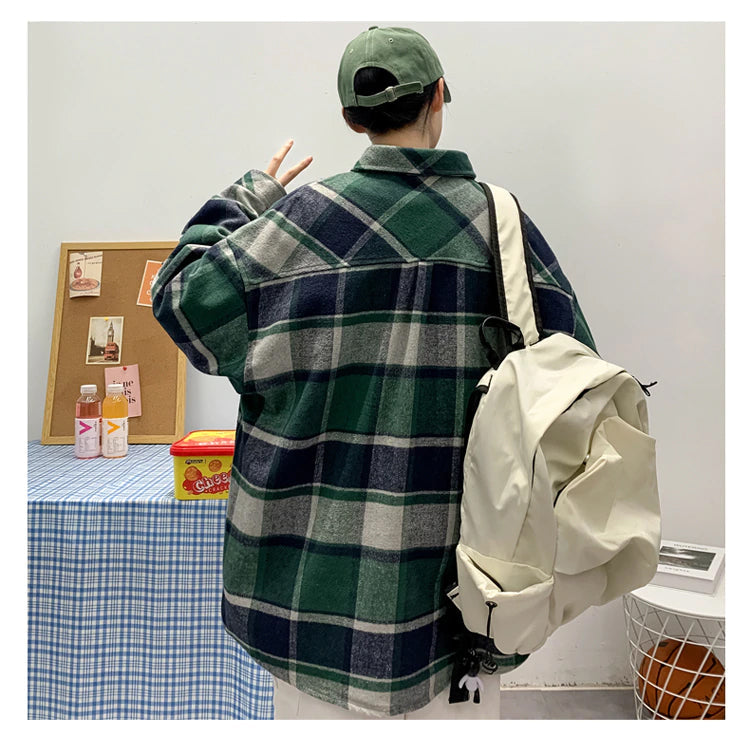Vintage Plaid Flannel Thick Style Long Sleeve Shirt