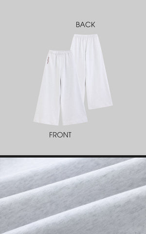 Crewneck Sweatshirt + Shorts + Wide-Leg Pants Set
