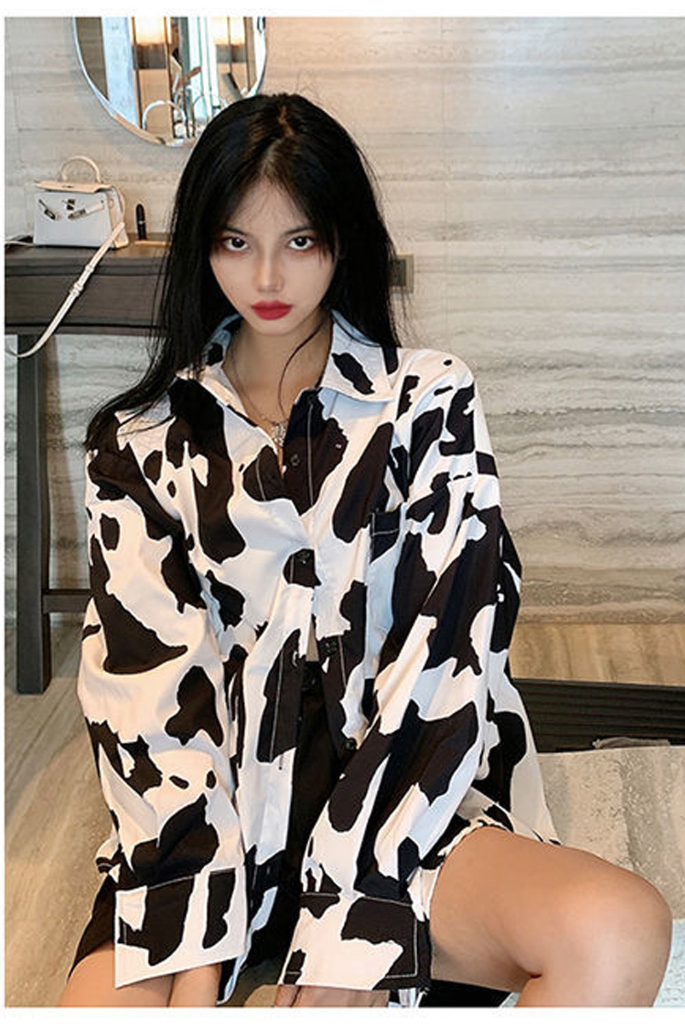 Cow Pattern Printing Loose Shirt