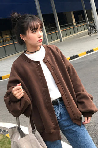 Loose Lantern Sleeve Solid Sweater