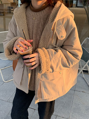 Double Style Warm Thicken Fluffy Parkas Jacket