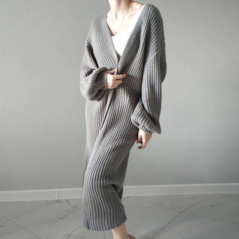 Long Loose Knitted Oversized Cardigan Sweater