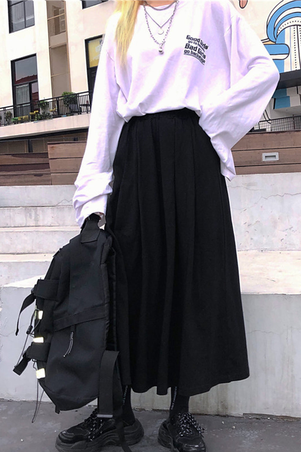 High Waist Solid Simple Long Skirts