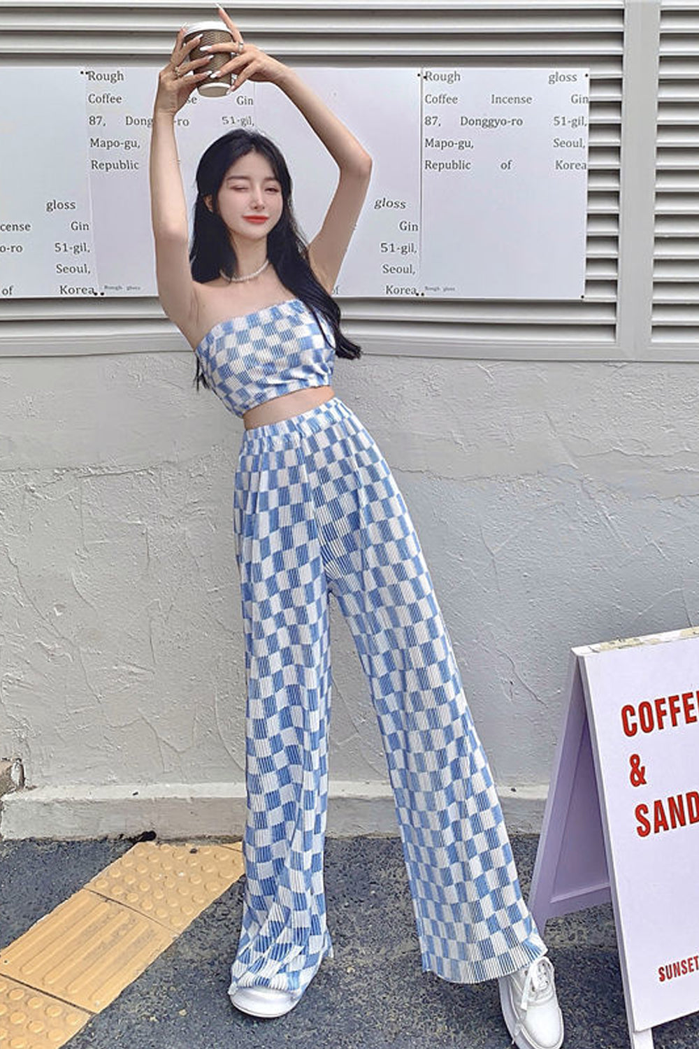 2 Piece Plaid Pattern Casual Sets
