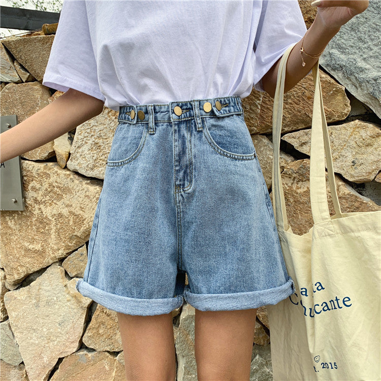 Buttons Casual Denim Short Jeans