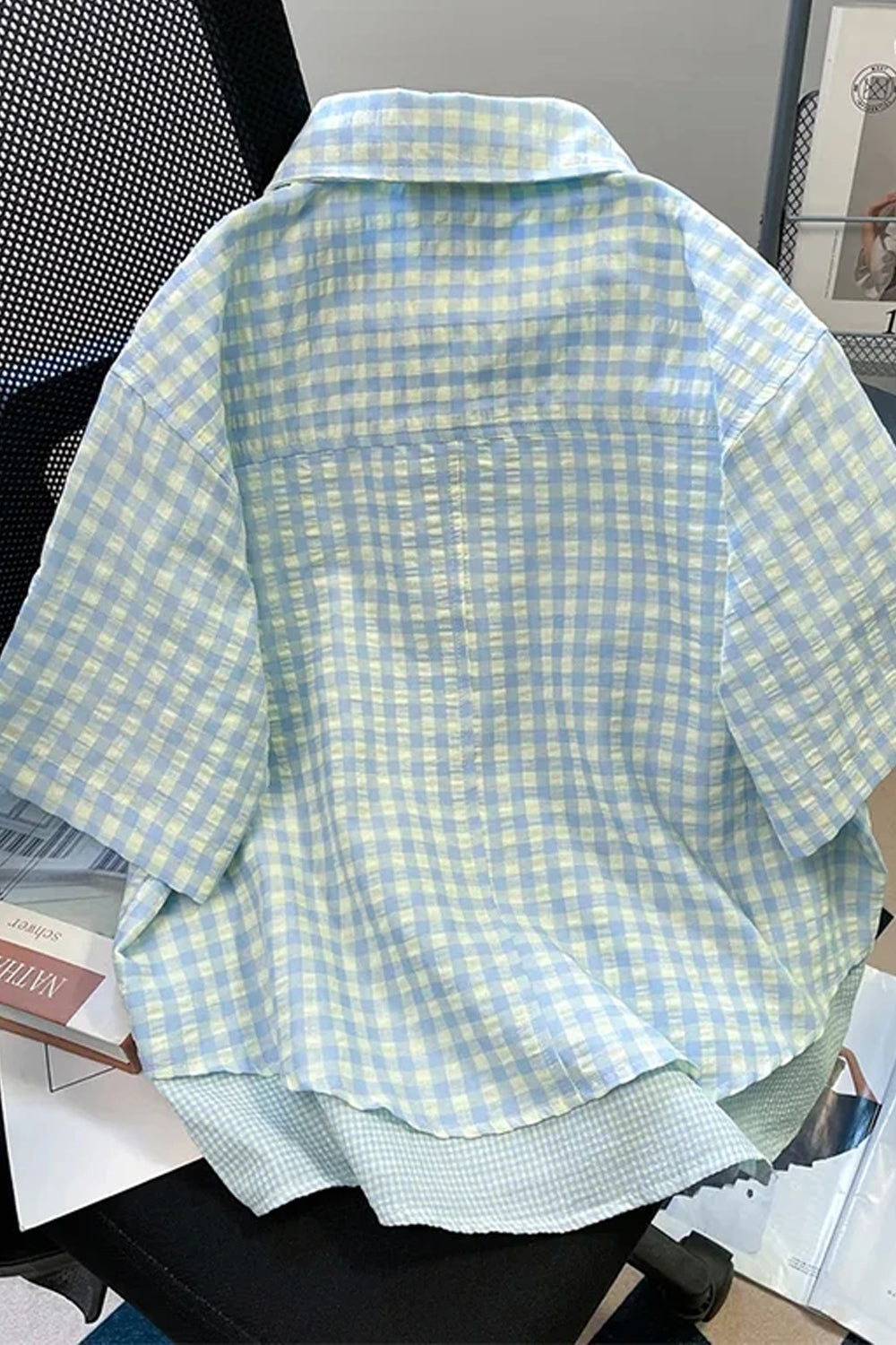 Short Sleeve Cute Little Floral Plaid Blouse Shirts
