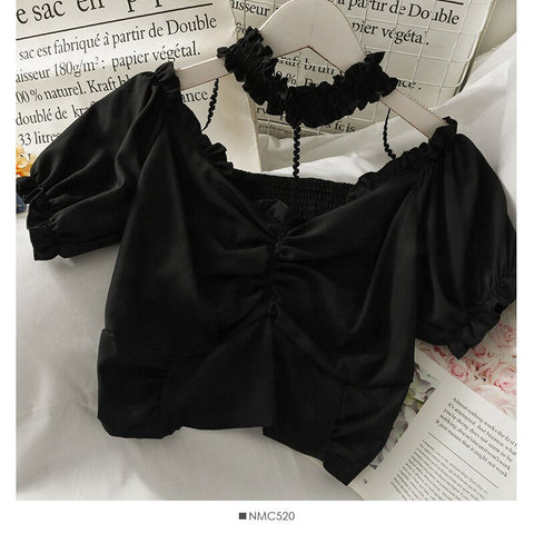 Sexy Hanging Neck Halter Crop Tops