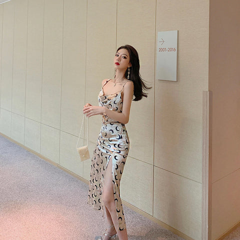 Moon Pattern Slim Sexy Dress