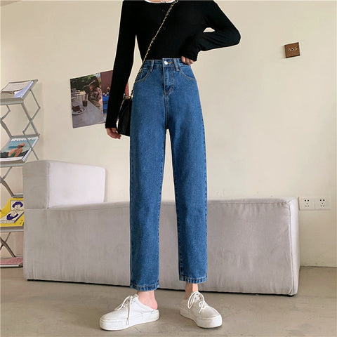High Waist Ankle Leg Slim Long Jeans Pants