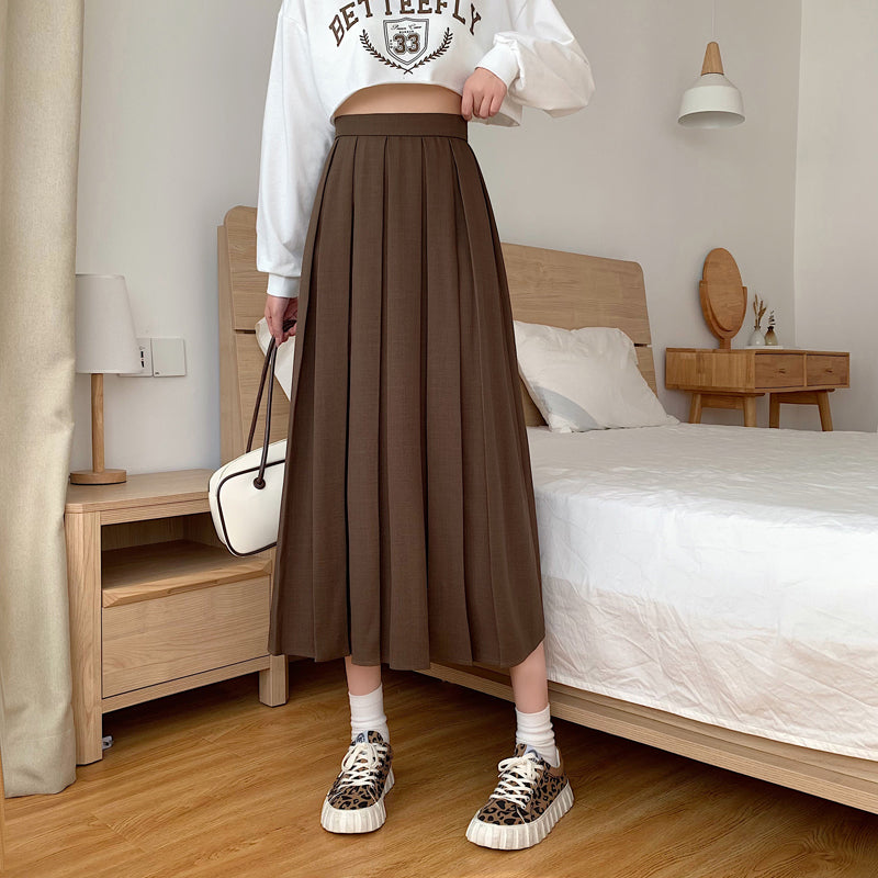 High Waist Elegant Pleated A-Line Long Skirt