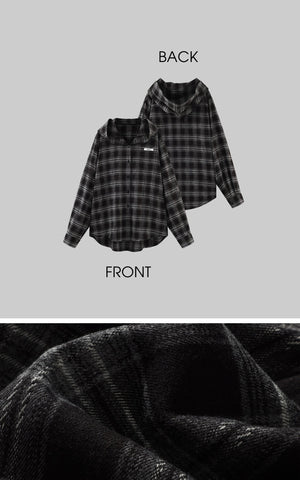Plaid Hooded Shirt Jacket with Matching Plaid Tube Top Set