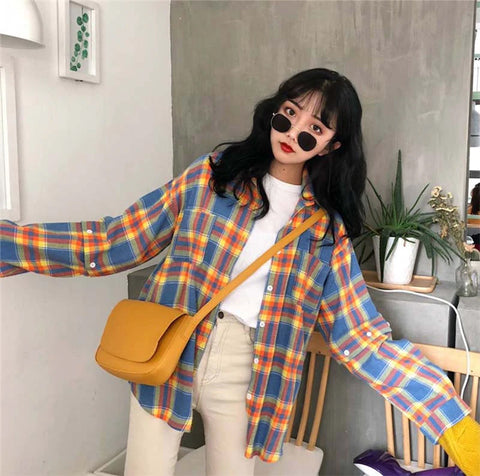 Camisa a cuadros con mangas empalmadas