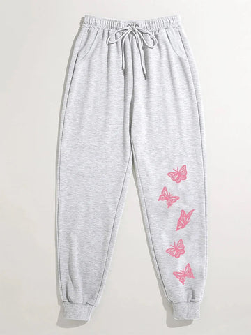 Casual Butterfly Printed Jogger Pants