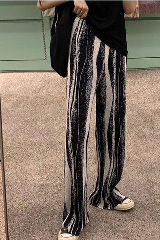 High Waist Solid Color Pleated Loose Pants