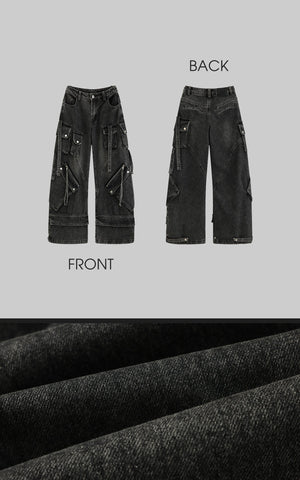 Multi-Pocket High-Rise Cargo Jeans