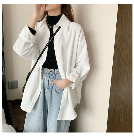 Camisas tipo blusa casual holgadas con cuello vuelto 
