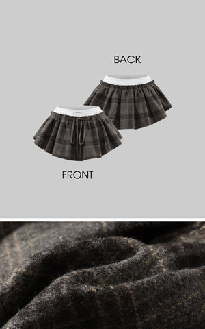 Plaid Mini Skirt with Contrast Waistband