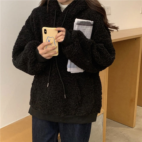 Cute Bear Ears Style Fluffy Jacket