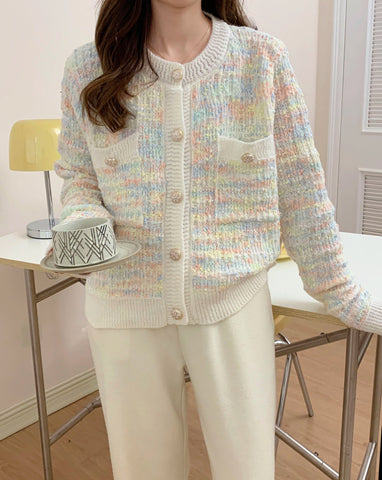 Long Sleeve Double Pocket Knitted Button Cardigan Sweater