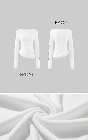 Asymmetric Draped Long Sleeve Fitted Top