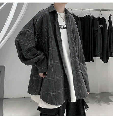 Long Sleeve Streetwear Plaid Shirt