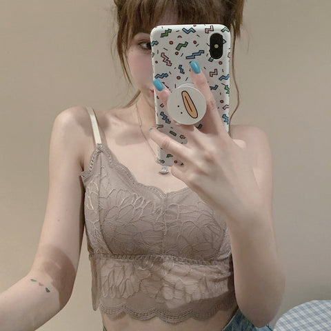 Sexy V-Neck Retro Style Lace Camisole Crop Tops