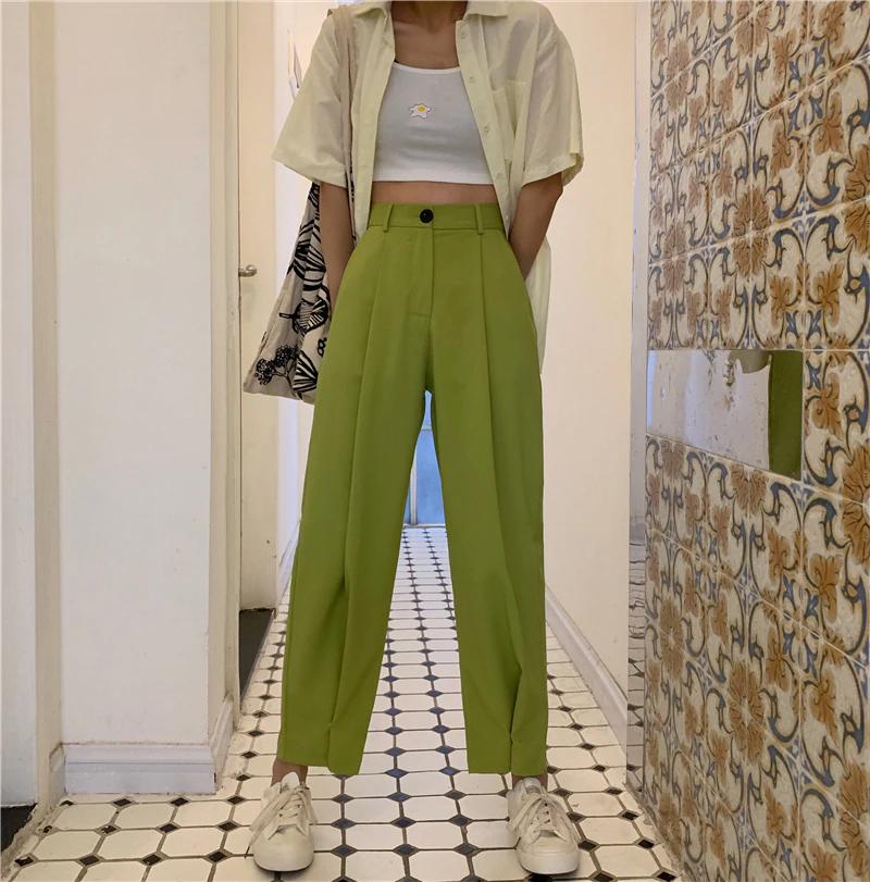 Simple Casual Ankle Length Wide Leg Pants