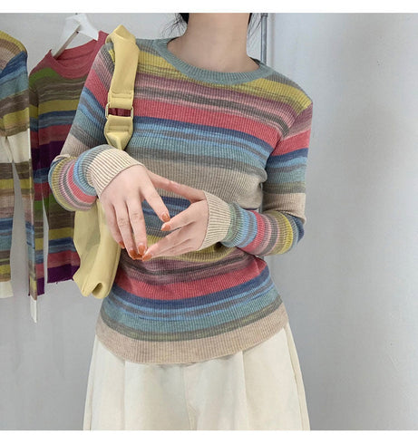 Soft Stretchy Multicolor Striped Sweater